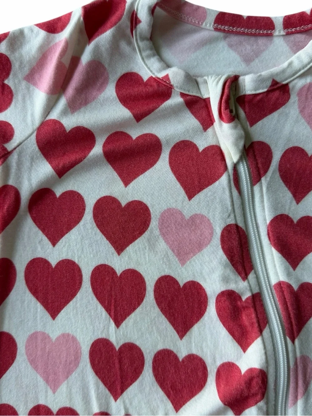 Pink Chicken Baby Romper Girls 3-6M Pink Red Hearts Bamboo Zippy Pajamas